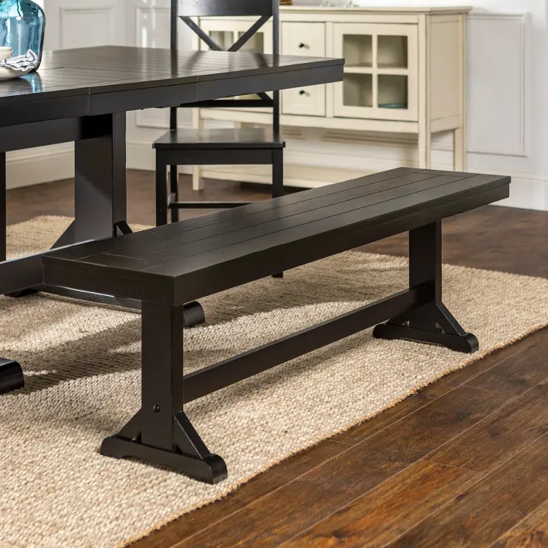 Millwright Rustic Black Wood Dining Bench - Walker Edison