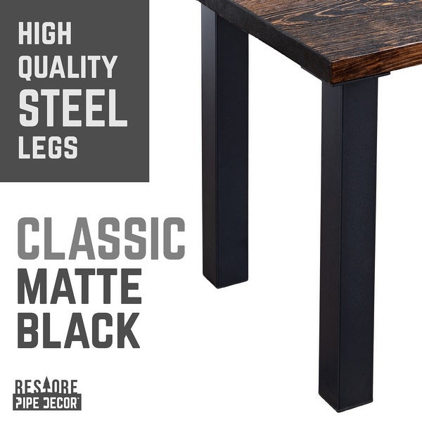 PIPE DECOR Solid Wood End Table Top with (4) Matte Black Metal Legs