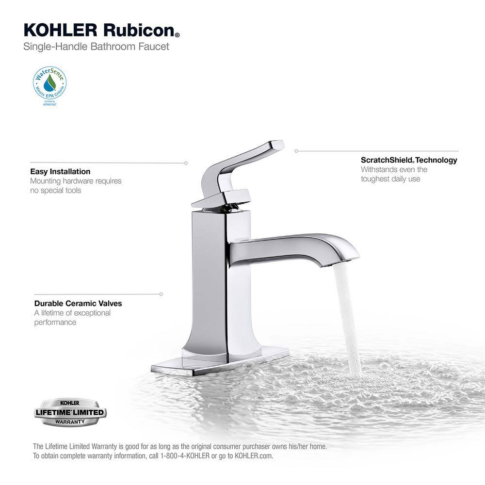 KOHLER Rubicon Single Hole Single-Handle Bathroom Faucet in Polished Chrome K-R76214-4D-CP