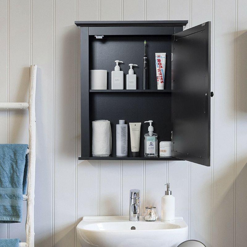 Wall Mounted Bathroom Mirror Cabinet with 5-level Height-adjustable Shelf