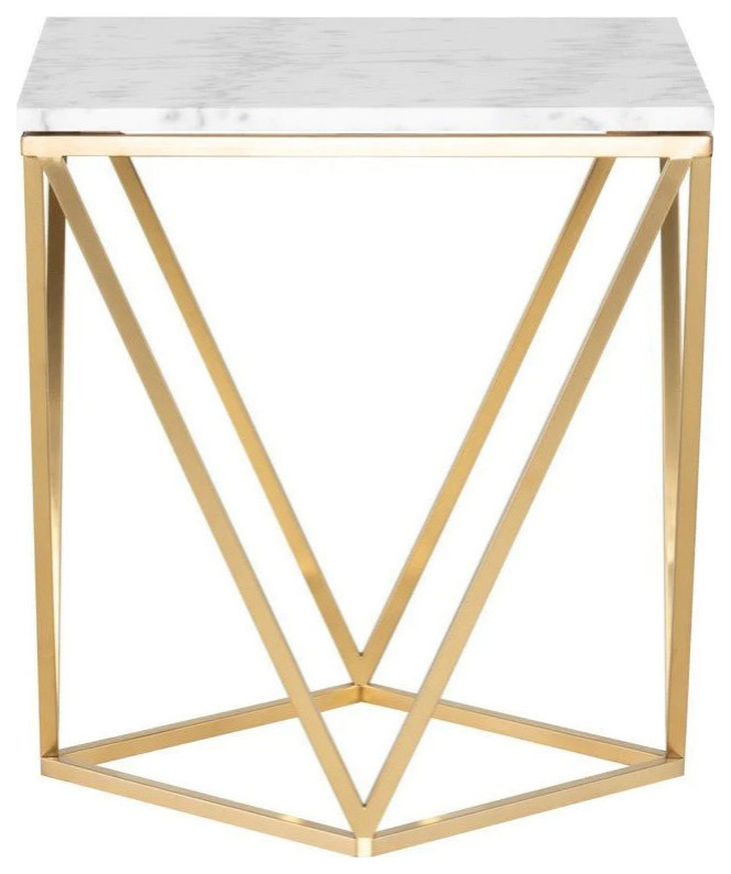 Vera White Marble Side Table   Contemporary   Side Tables And End Tables   by V.S.D Furniture  Houzz