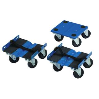 Shepherd 2.37 in. Black Rubber and Blue Powder-Coated Steel Snowmobile Dolly 3-Piece Set with 1000 lb. Load Rating 9298E