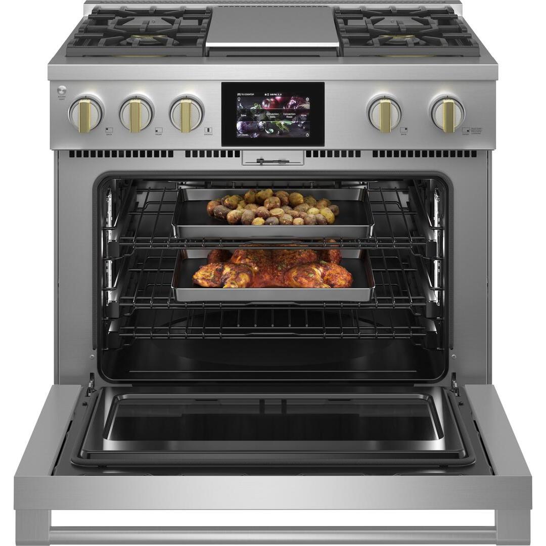 Monogram 36-inch Freestanding Dual-Fuel Range with True European Convection ZDP364NDTSS