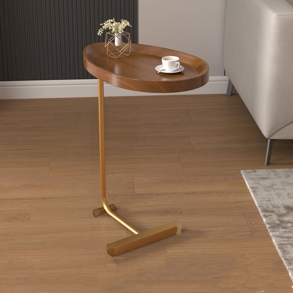 C Shaped Side Table for Sofa Couch Brown End Table   11.8\