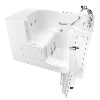 American Standard Gelcoat Value Series 52 in. x 32 in. Right Hand Walk-In Whirlpool and Air Bathtub with Outward Opening Door in White 3252OD.709.CRW-PC