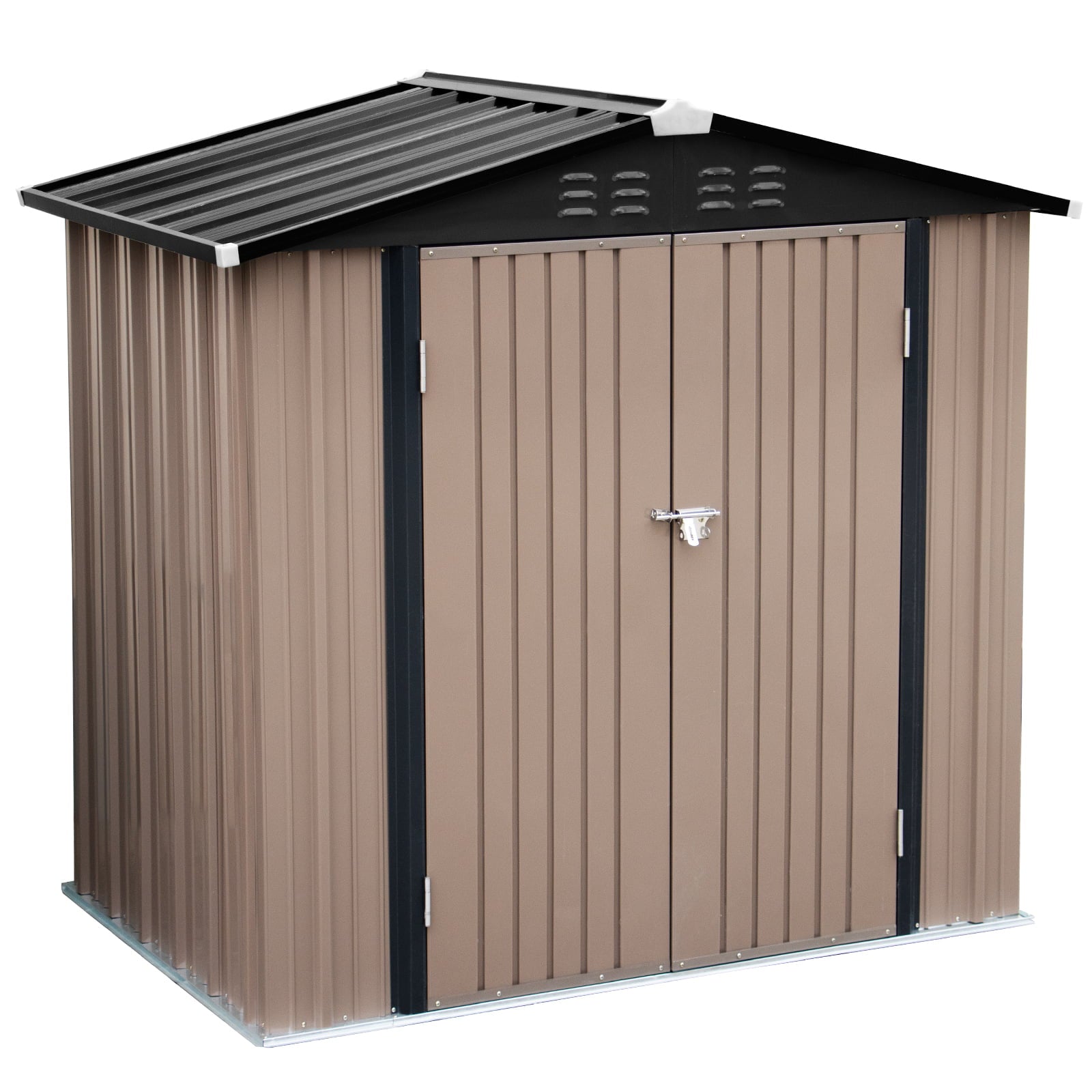 Polar Aurora 6'x 4' Outdoor Metal Storage Shed with Double Lockable Door