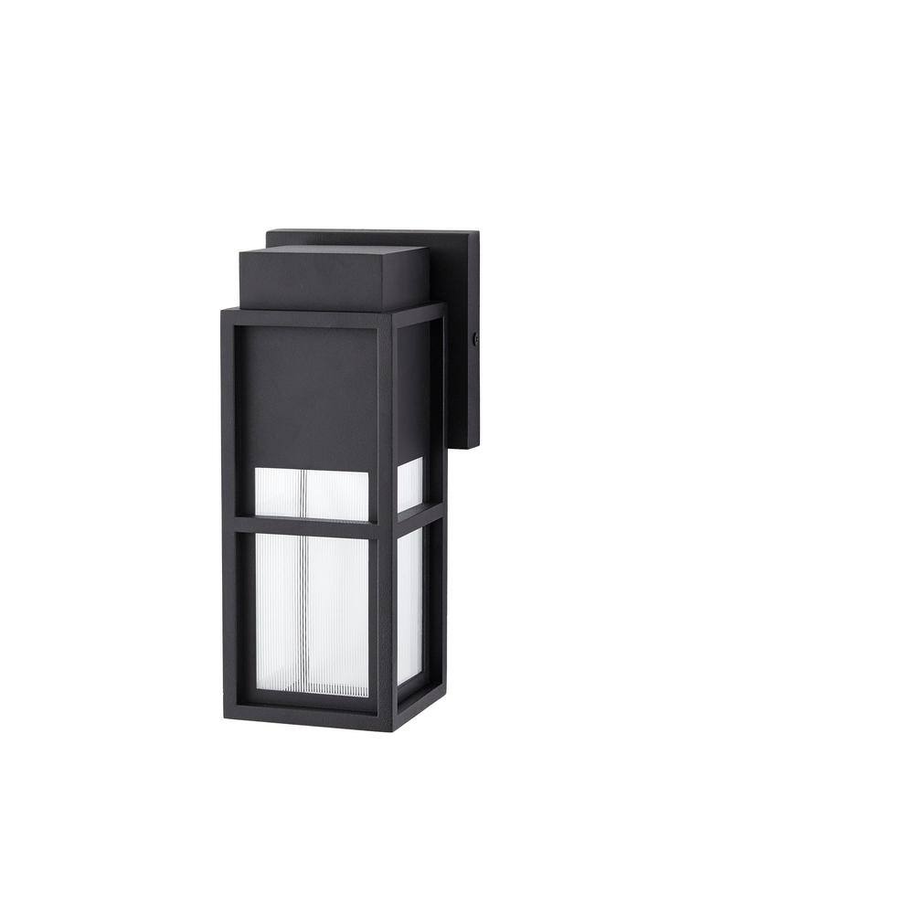 Home Decorators Collection Melrose 1-Light Sand Black LED Outdoor Wall Mount Lantern 23759