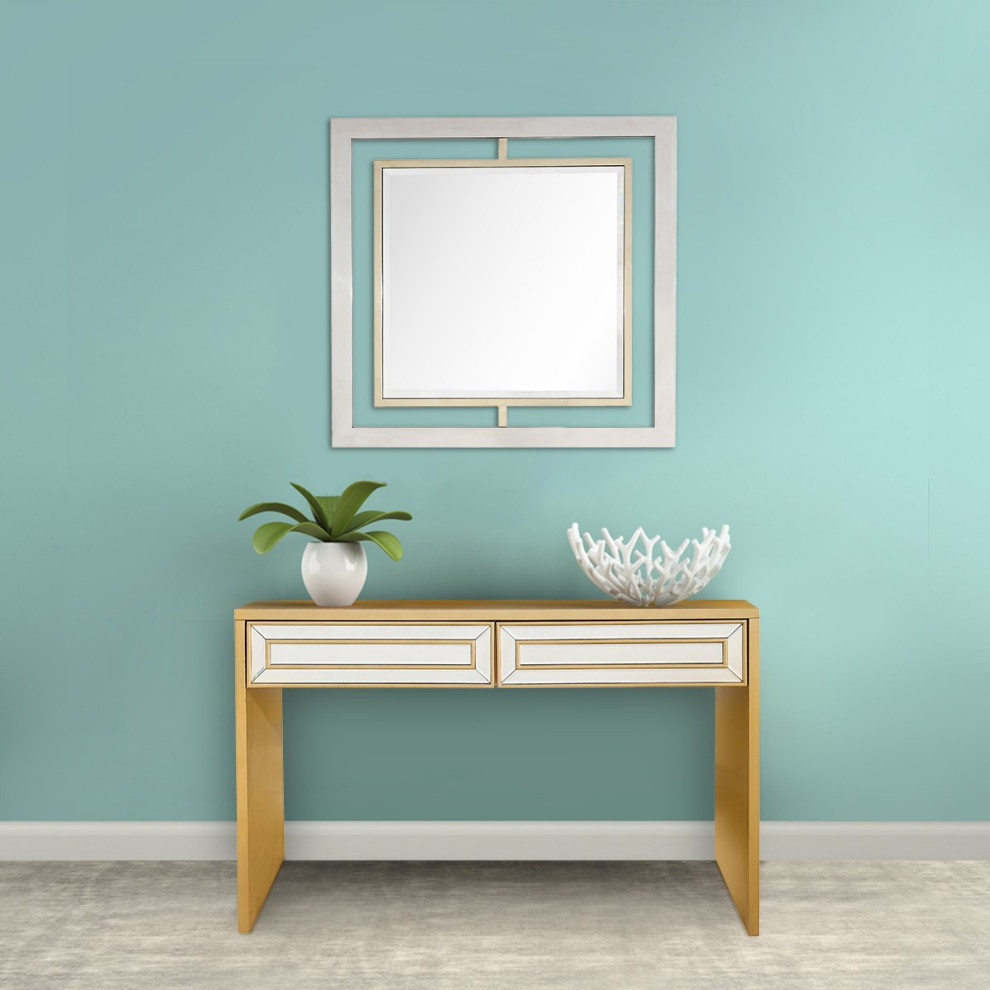 Antiqued Gold Finish Mirror and Console Table   Contemporary   Console Tables   by UStradeENT LLC  Houzz