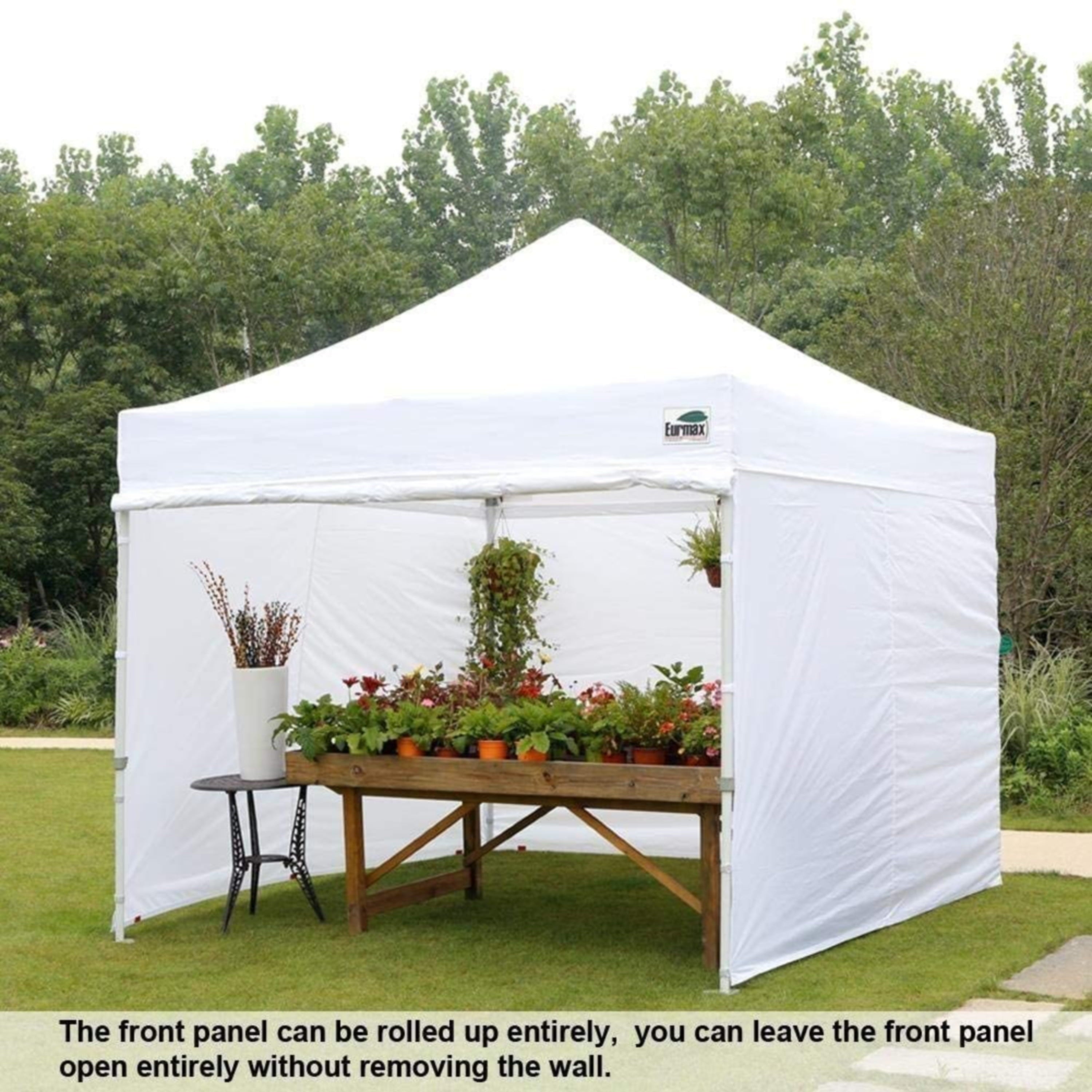 Eurmax Canopy 10' x 10' White Pop-up and Instant Outdoor Canopy with 4 Zipper Sidewalls