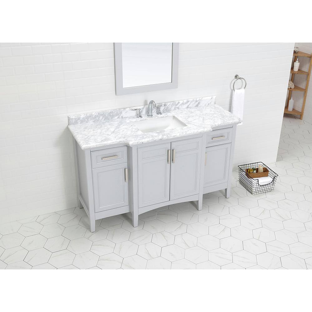 Home Decorators Collection Sassy 60 in. W x 22 in. D Vanity in Dove Gray with Marble Vanity Top in White with White Sink Sassy 60G