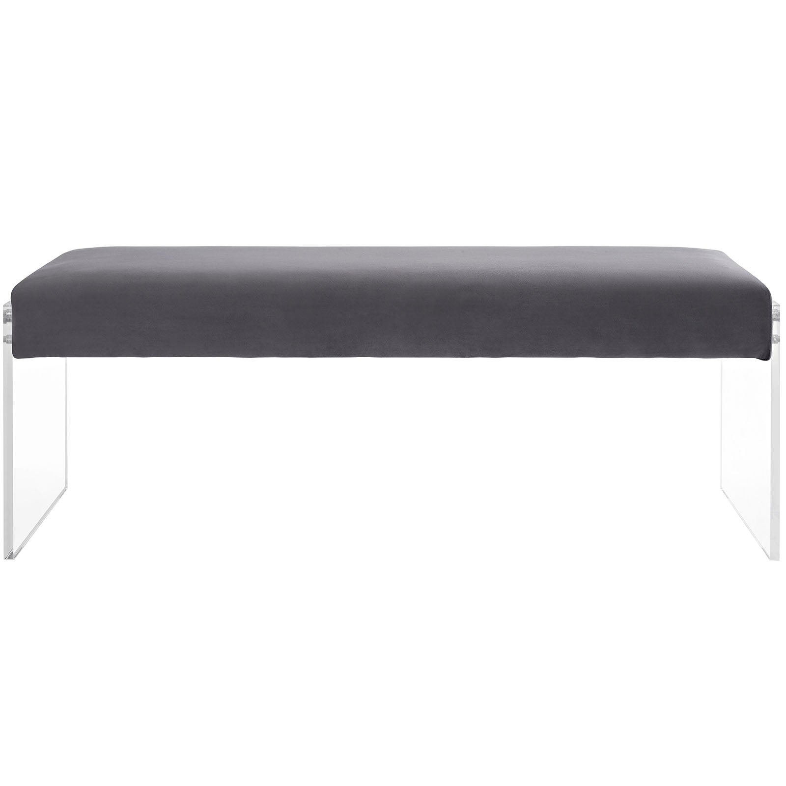 Modern Contemporary Urban Design Bedroom Living Room Bench, Grey Gray, Fabric Velvet