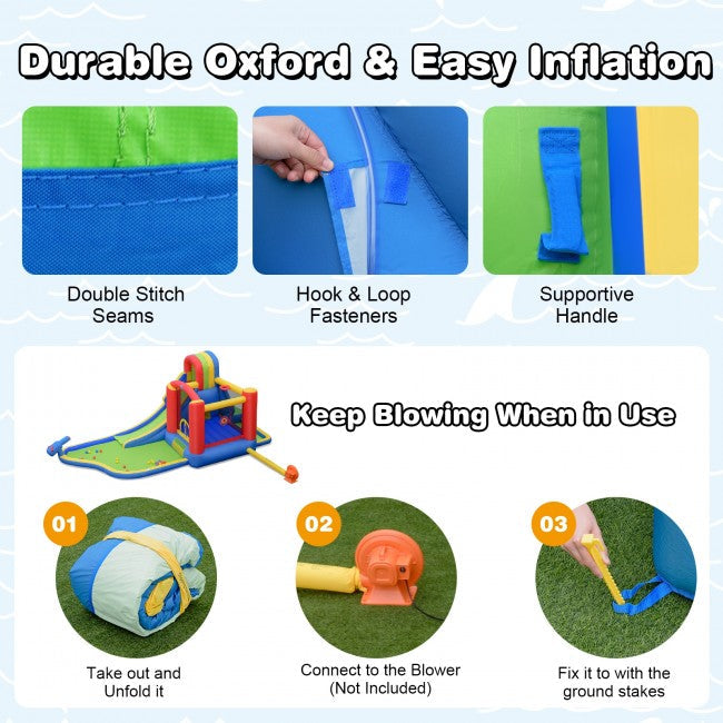 SUGIFT Inflatable Kid Bounce House Slide Climbing Splash Park Pool Jumping Castle Without Blower