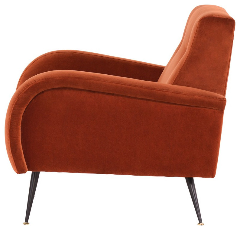 Eunice Occasional Chair Rust Velour   Midcentury   Armchairs And Accent Chairs   by Love Sofa  Houzz