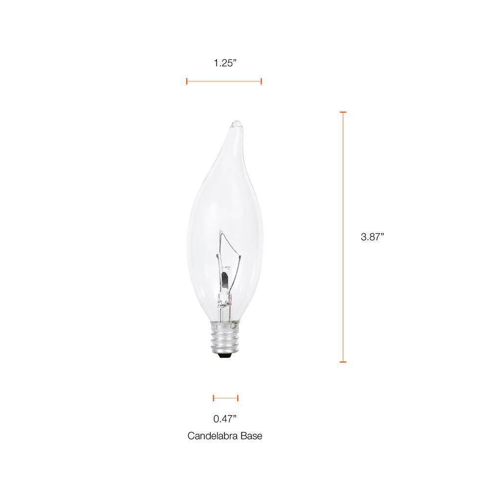 Sylvania 25 Watt B10 E12 Double Life Incandescent Light Bulb in 2700K Soft White Color Temperature (4-Pack) 10541