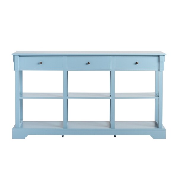 Console Table with Open Shelves and 3 Drawers for Living Room