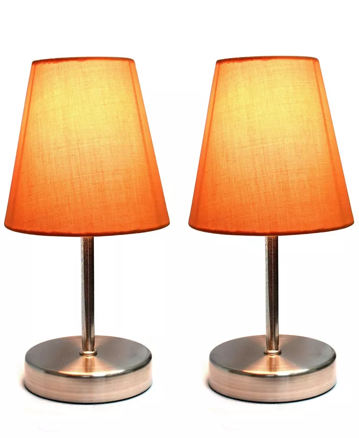 All The Rages Simple Designs Sand Nickel Mini Basic Table Lamp with Fabric Shade 2 Pack Set