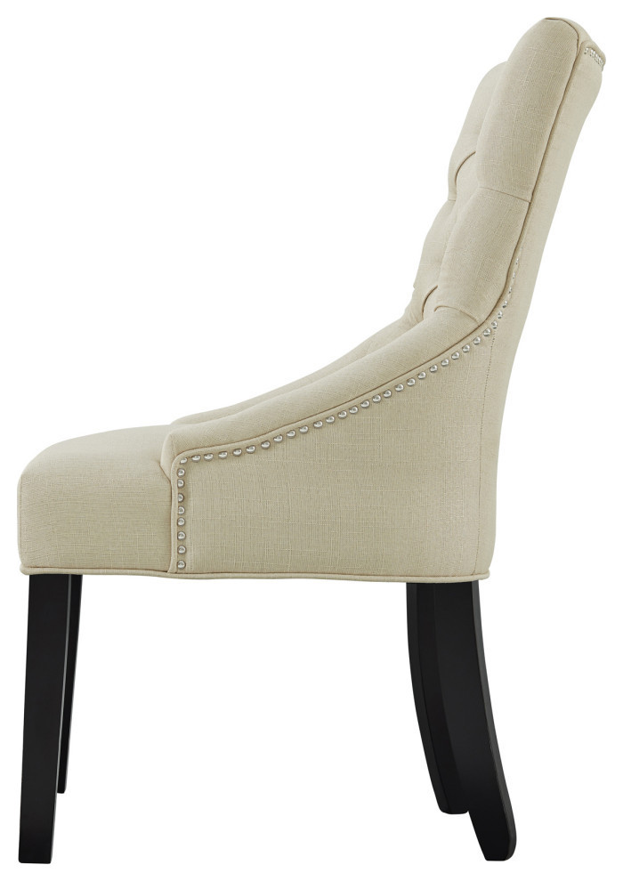 Haeys Tufted Upholstered Dining Chairs  Cream  Set of 2   Transitional   Dining Chairs   by Bolton Furniture  Inc.  Houzz