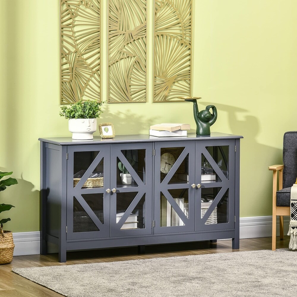 Sideboard  Buffet Cabinet with Tempered Glass Doors and Adjustable Storage Shelf  Credenza