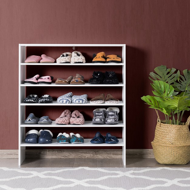 Costway 3 Pcs Stackable Shoe Rack 31 inch Horizontal Organizer 2 tier Storageshelf Whitebrown