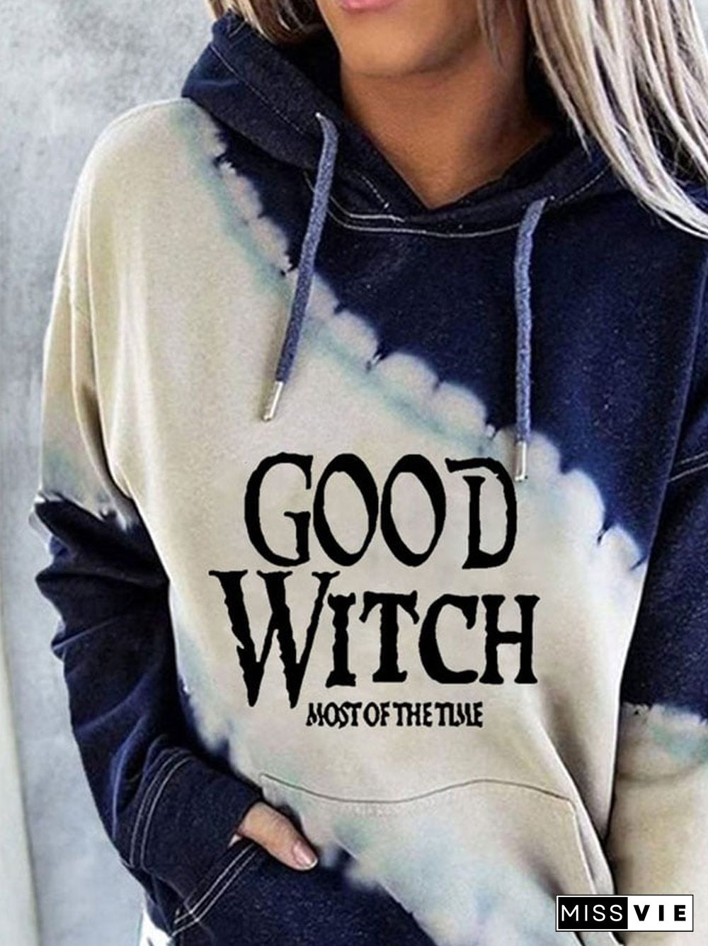 Fashion Colorblock Print Hooded Long Sleeve Sweatshirt