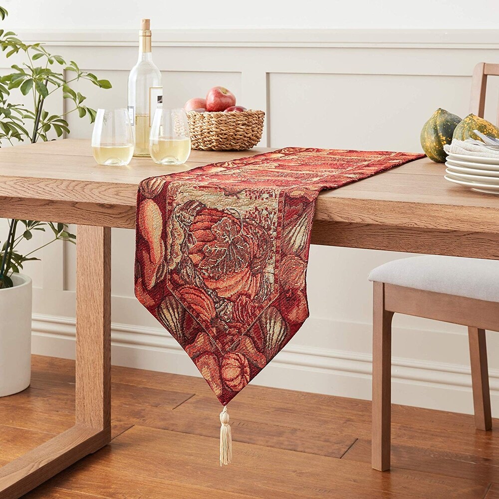 Violet Linen Fall Harvest Thanksgiving Autumn Leaves Table Runner