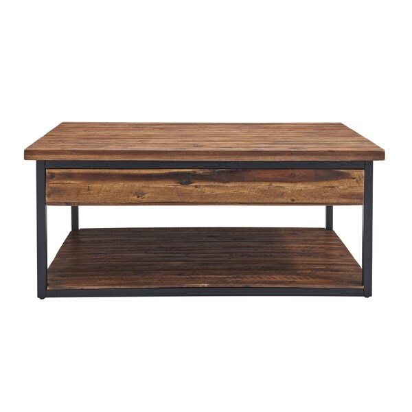 Carbon Loft Ciaravino 48-inch Rustic Wood Coffee Table with Drawer and Low Shelf