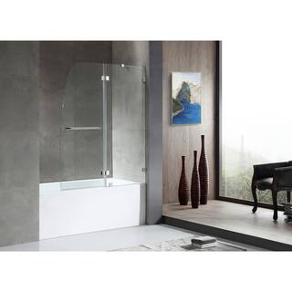 ANZZI 5 ft. Right Drain Tub in White with 48 x 58 in. Frameless Hinged Tub Door in Chrome SD1101CH-3260R