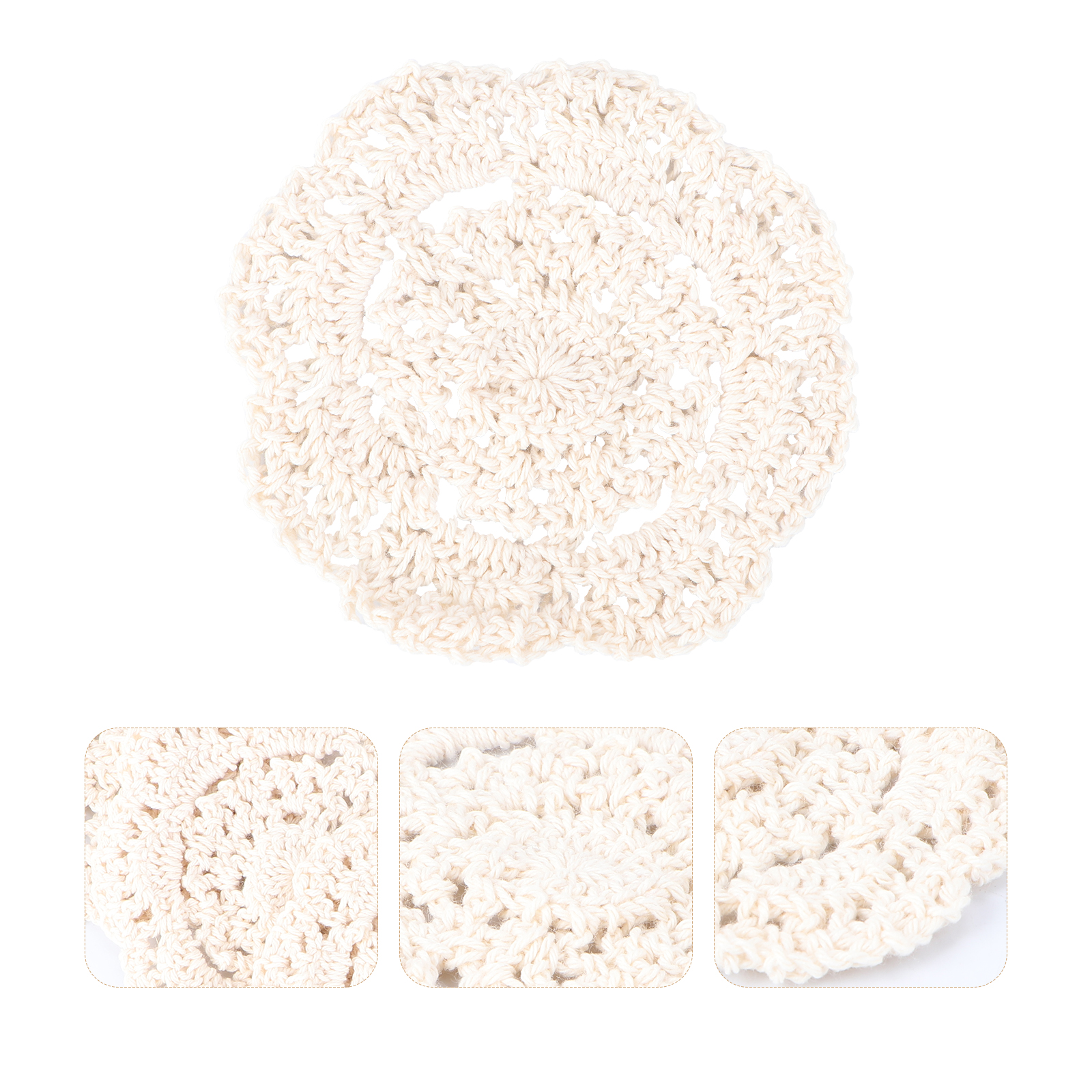 NUOLUX 6 Pcs 10cm Round Lace Crochet Coasters Handmade Vintage Cup Mats Hollow Fashion Placemats Drink Pads