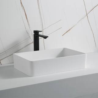 Karran Quattro 21 in. Matte White Acrylic Rectangular Vessel Sink QM176WH