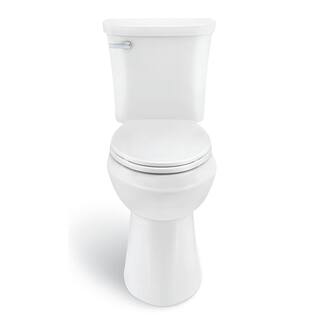 Glacier Bay Power Flush 2-Piece 1.28 GPF Single Flush Elongated Toilet in White with Slow-Close Seat Included (3-Pack) N2450E