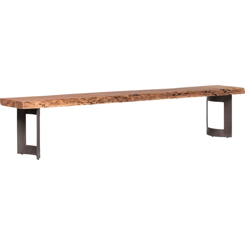 Aurelle Home Bennett Rustic Farmhouse Live Edge Bench