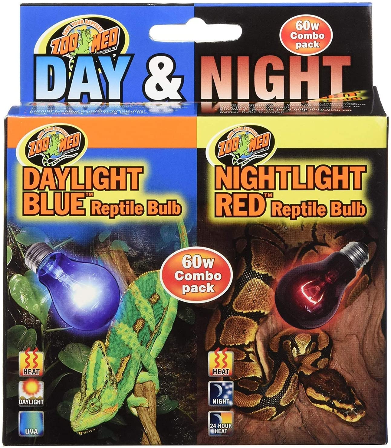 Zoo Med Day and Night Reptile Bulb Combo Pack， 2 Count (Pack of 1)