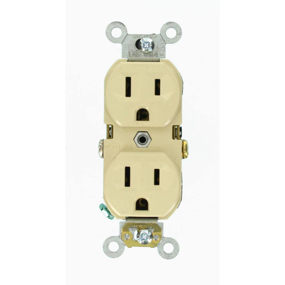 Leviton 15 Amp Commercial Grade Duplex Outlet Ivory R51-CBR15-00I