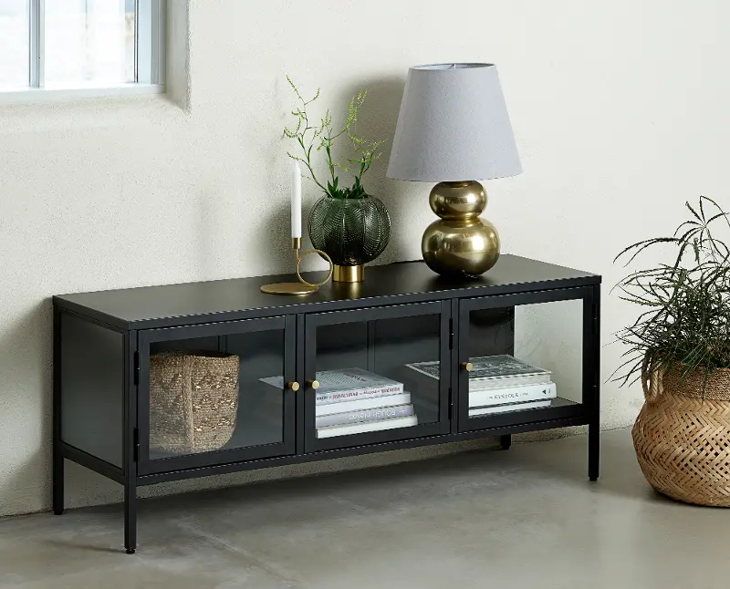 Carmel Black Metal and Glass 52 TV Stand