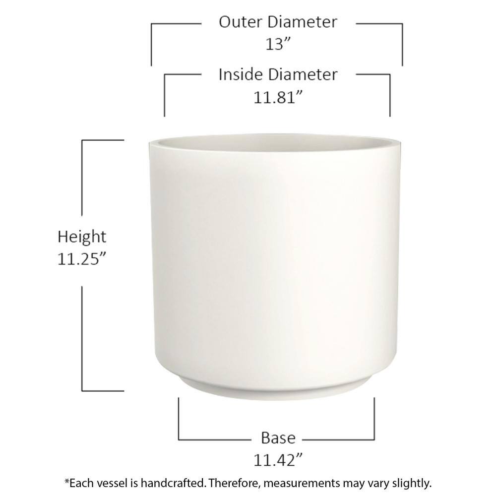 Vigoro 13 in. Eloise Medium Modern White Ceramic Cylinder Planter (13 in. D x 11.4 in. H) with Drainage Hole CR11502N-13W