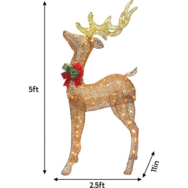 Joiedomi 5ft Champagne Christmas Reindeer Buck Yard Light Outdoor Decorations Champagne Buck