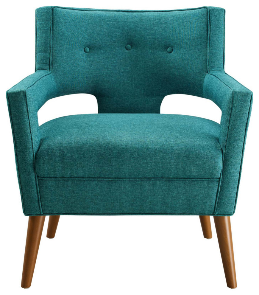 Eliana Teal Upholstered Fabric Armchair   Midcentury   Armchairs And Accent Chairs   by Peachtree Fine Furniture  Houzz