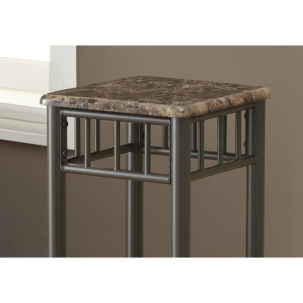 Accent Table， Side， End， Plant Stand， Square， Living Room， Bedroom， Metal， Laminate， Marble Look， Transitional