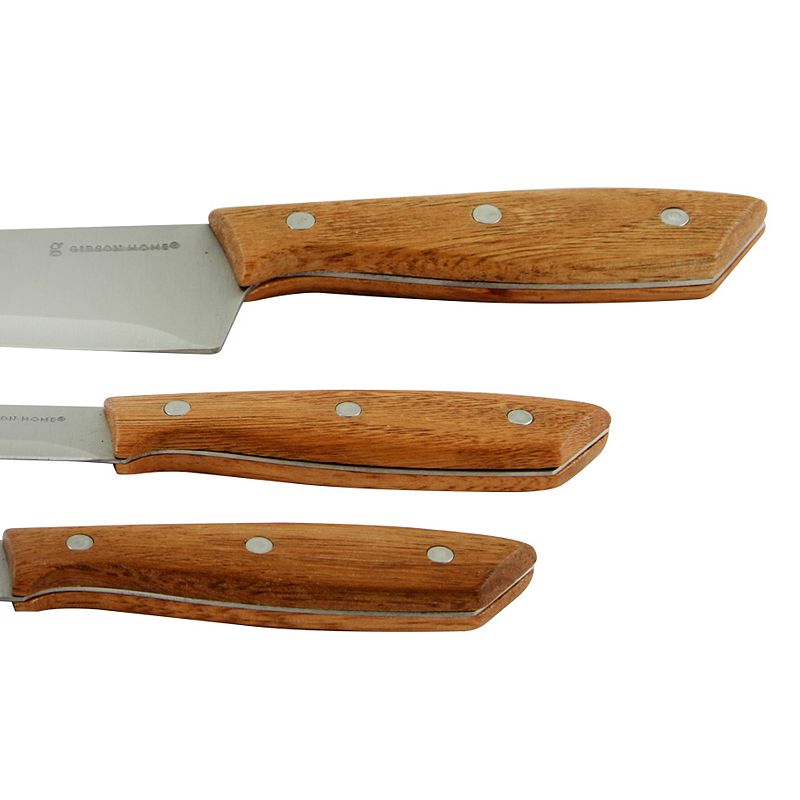 Gibson Home Seward 3 Piece Stainless Steel Cutlery Set with Wood Handles