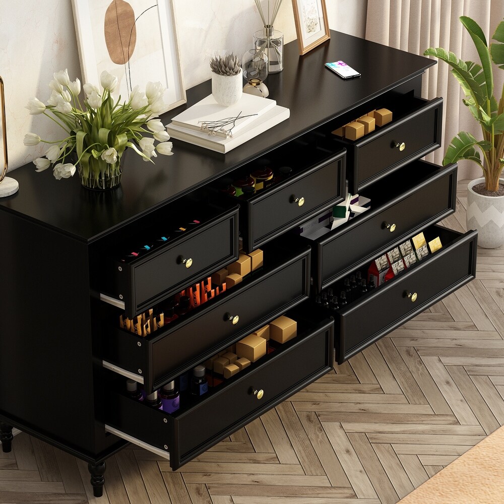 7 Drawer Double Dresser Chest Dresser Sideboard Lacquer For Bedroom