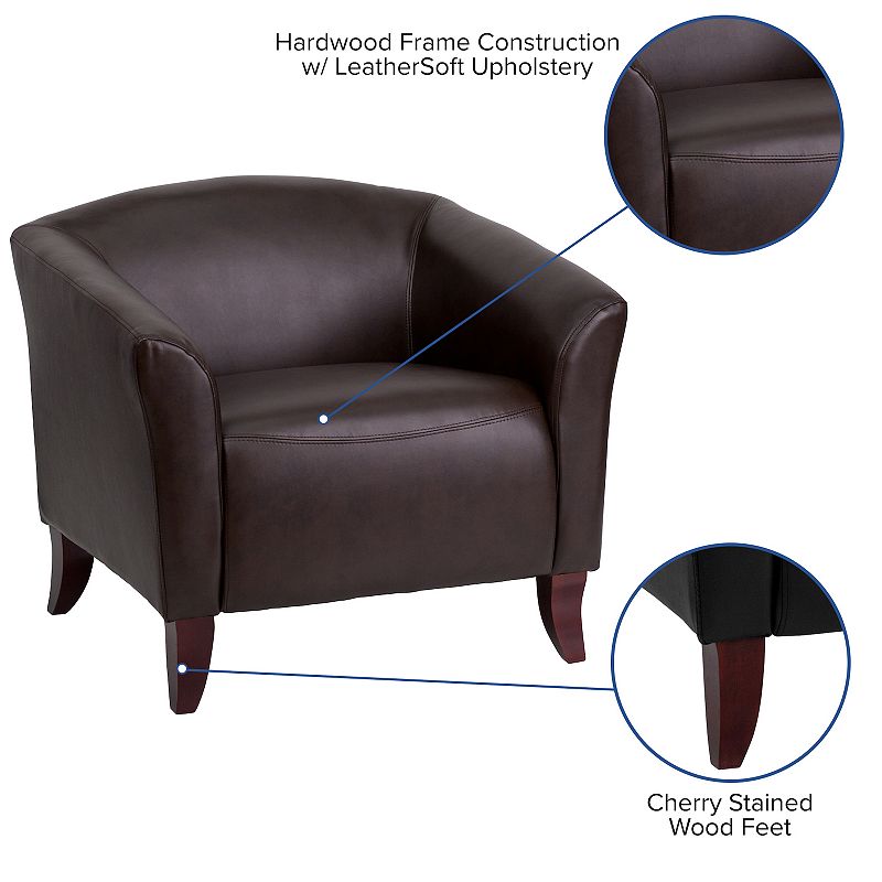 Emma and Oliver Black LeatherSoft Chair with Extended Panel Arms