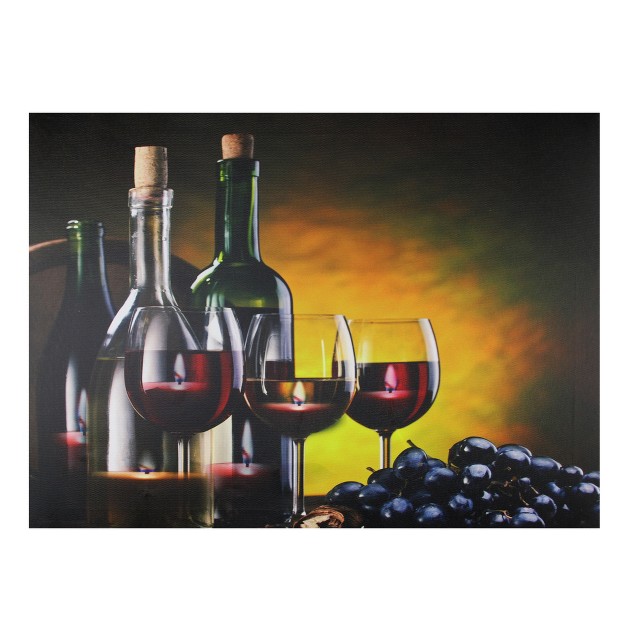 Led Lighted Flickering Wine Grapes And Candles Canvas Wall Art 11 75 quot X 15 75 quot