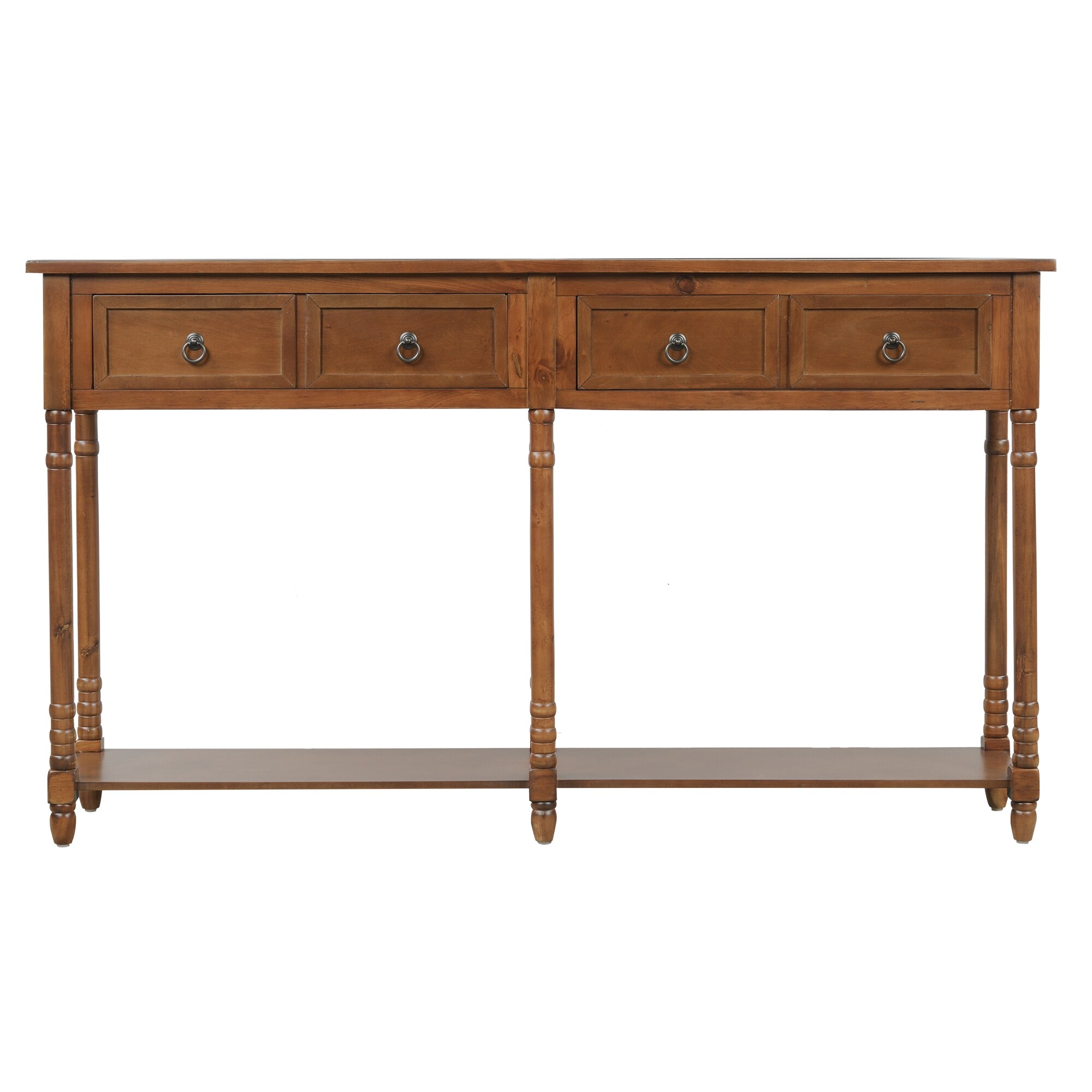 Emily Console Table with Drawers and Shelf in Antique Walnut - 57.9