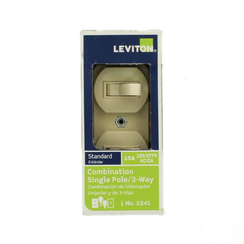 Leviton 15 Amp Duplex Style Single-Pole  3-Way AC Combination Toggle Light Switch White R62-05241-0WS