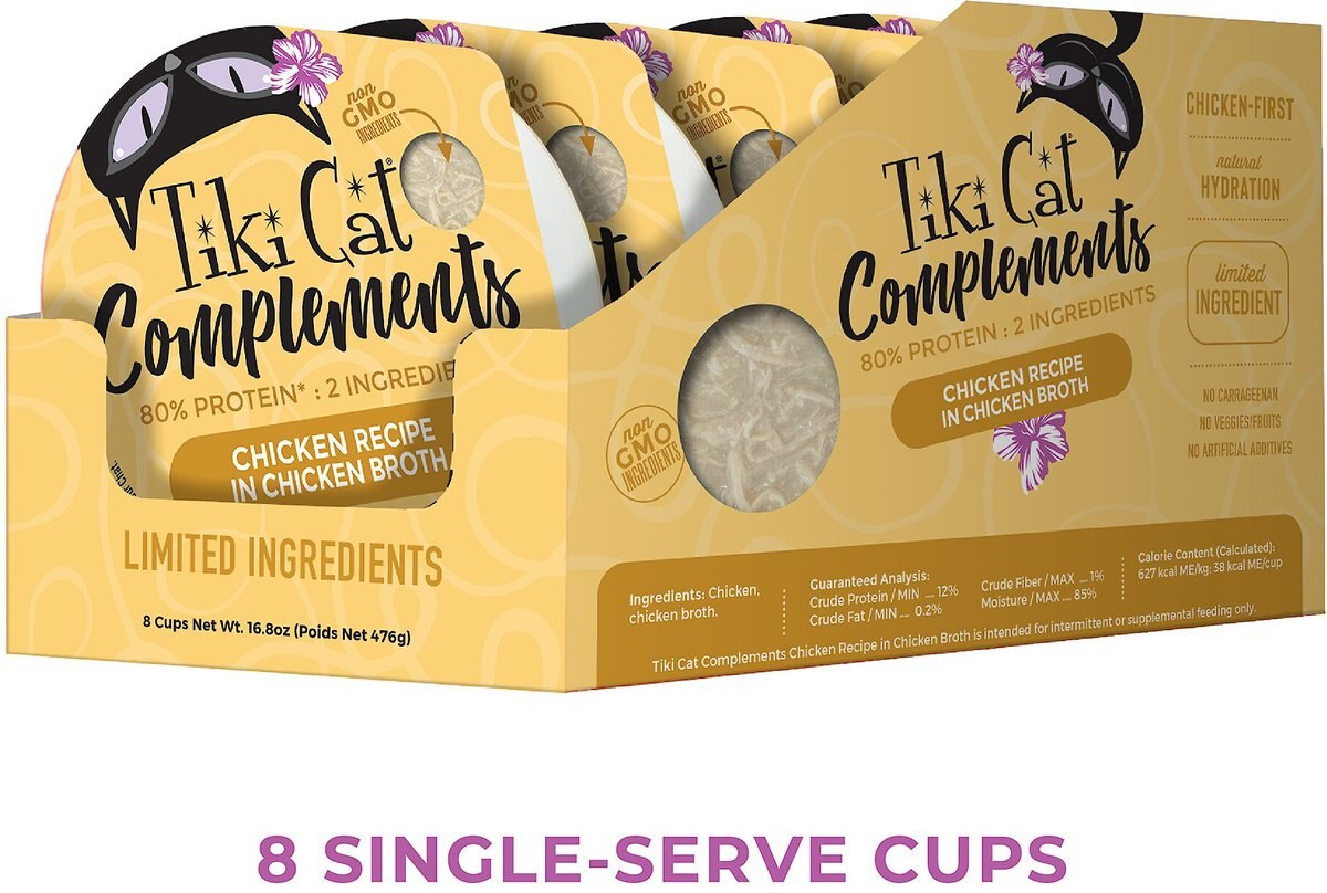 Tiki Cat Complements Chicken Recipe in Chicken Broth Wet Cat Food Topper， 2.1-oz， case of 8