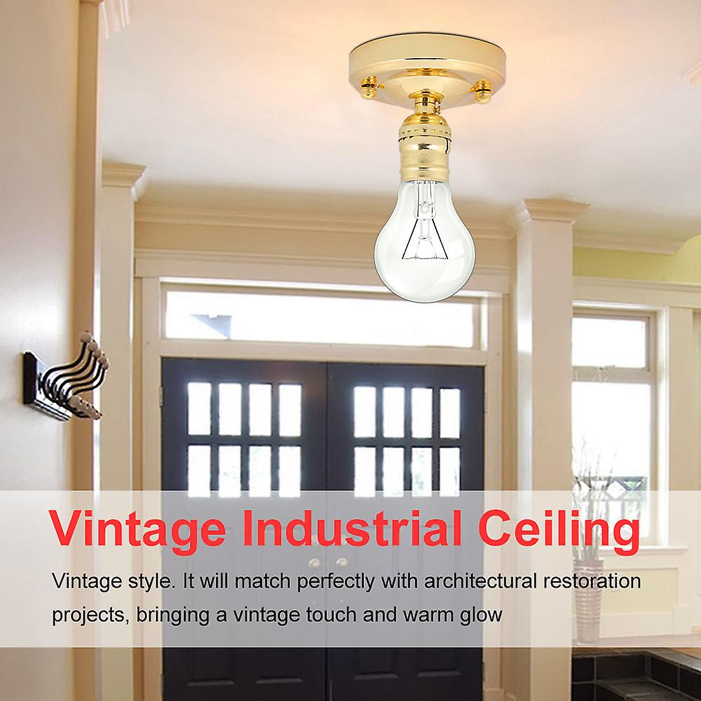 E26/e27 Vintage Industrial Ceiling/wall Light Base Holder Pendant Bulb Lamp Screw Socket Gold