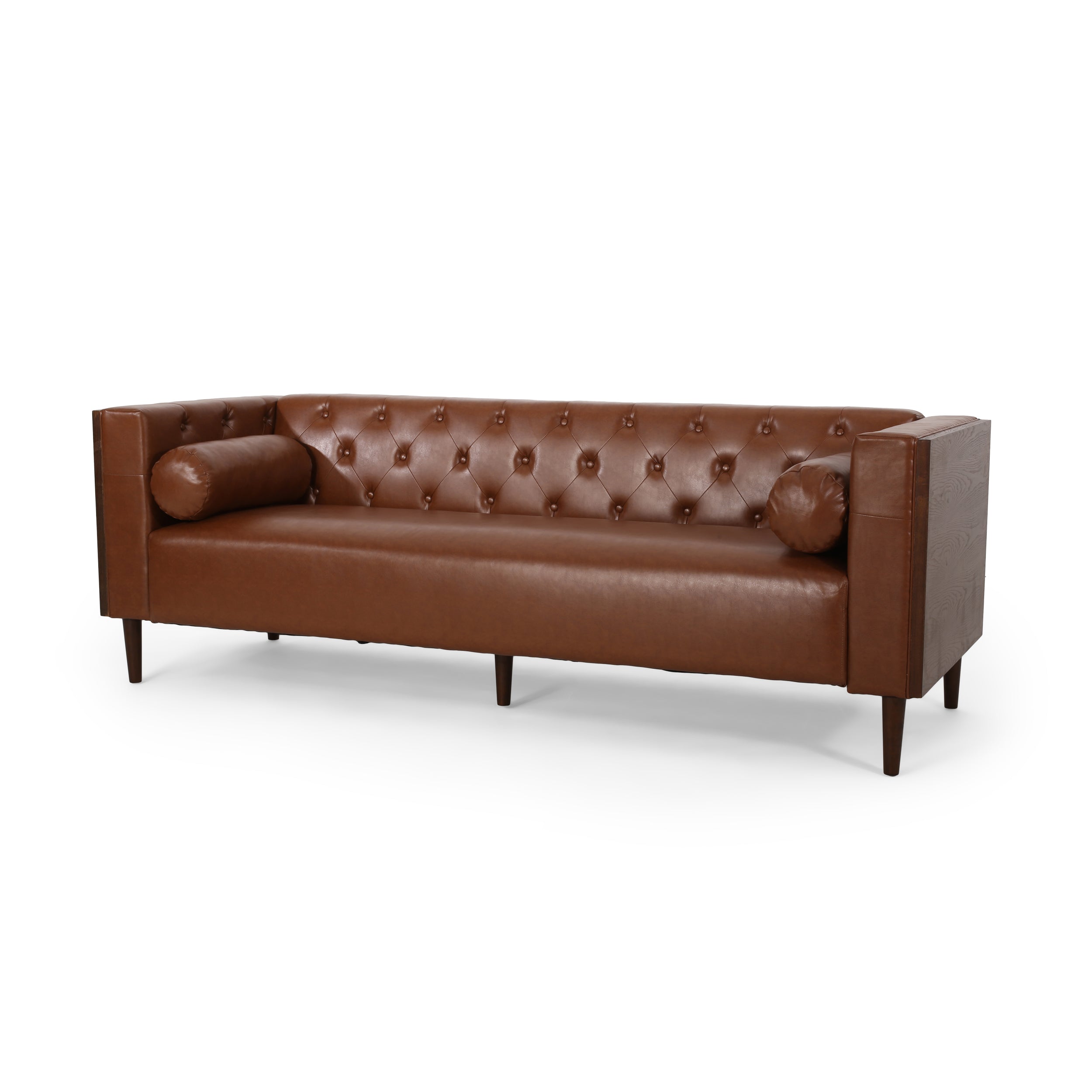 Neilan Contemporary Tufted Deep Seated Sofa with Accent Pillows