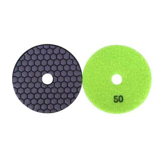 EDiamondTools 7 in. Dry Diamond Polishing Pad Set for Stone and Concrete (#50 to #3000 Grit) with Aluminum Backing Pad RDP7512481530A