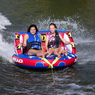 Airhead Patriot 2-Person Towable Kwik-Connect Chariot Style Tube with Tow Rope 53-2213-VMI19 + 57-1522
