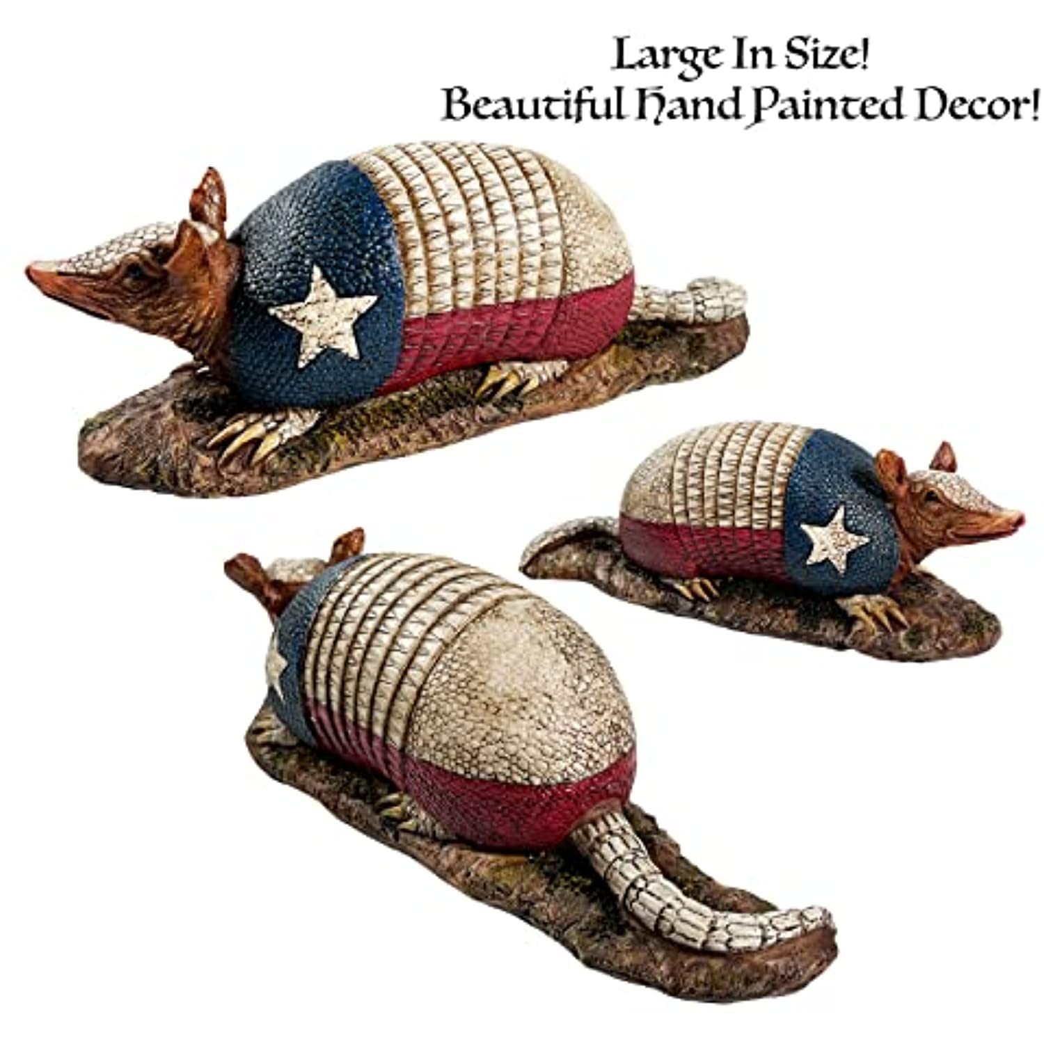 Urbalabs Western Armadillo Texas Flag Office Desk Art Armadillo Gifts Figure Western Garden Statues Decor Outdoor Statue Yard Art Sculptures Rustic Yard Decorations (Texas Dillo)